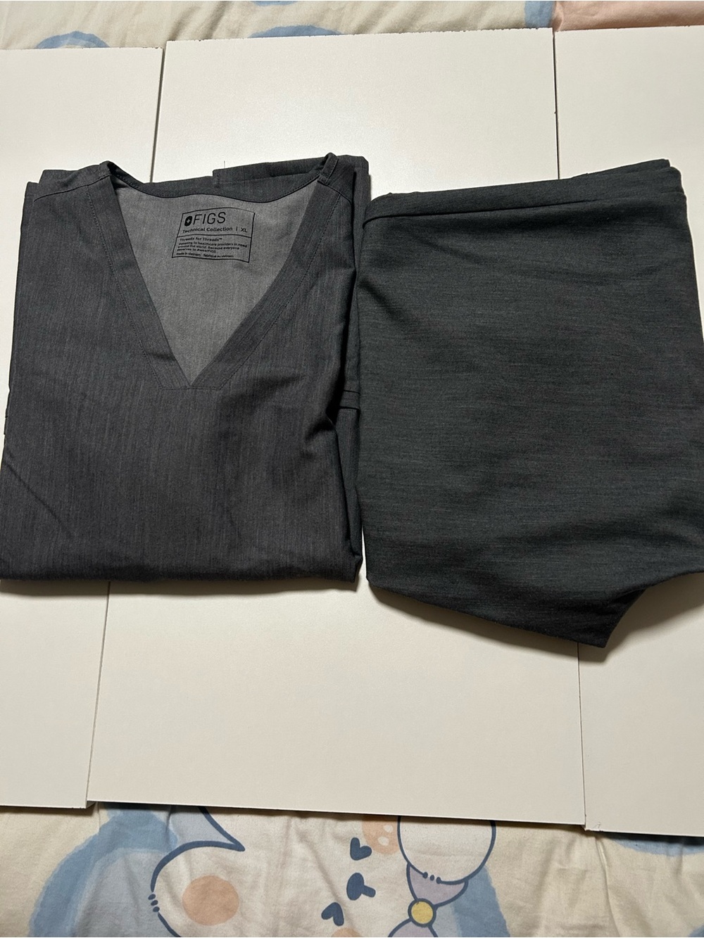 Figs Dark Charcoal V-Neck Scrub Top and Matching Pants